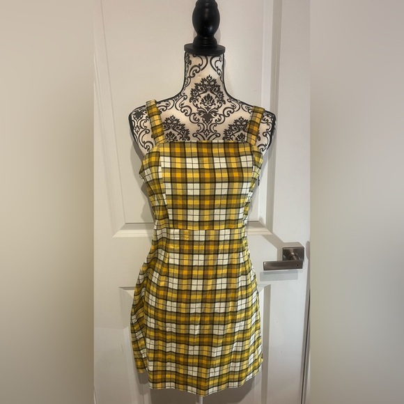 H&M Yellow and Black Plaid Mini Dress - Picture 2 of 4